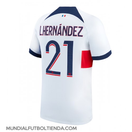 Camiseta Paris Saint-Germain Lucas Hernandez #21 Segunda Equipación Replica 2023-24 mangas cortas